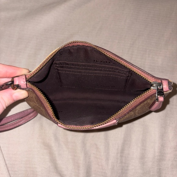 Pink and Brown Coach Wristlet - Picture 3 of 3